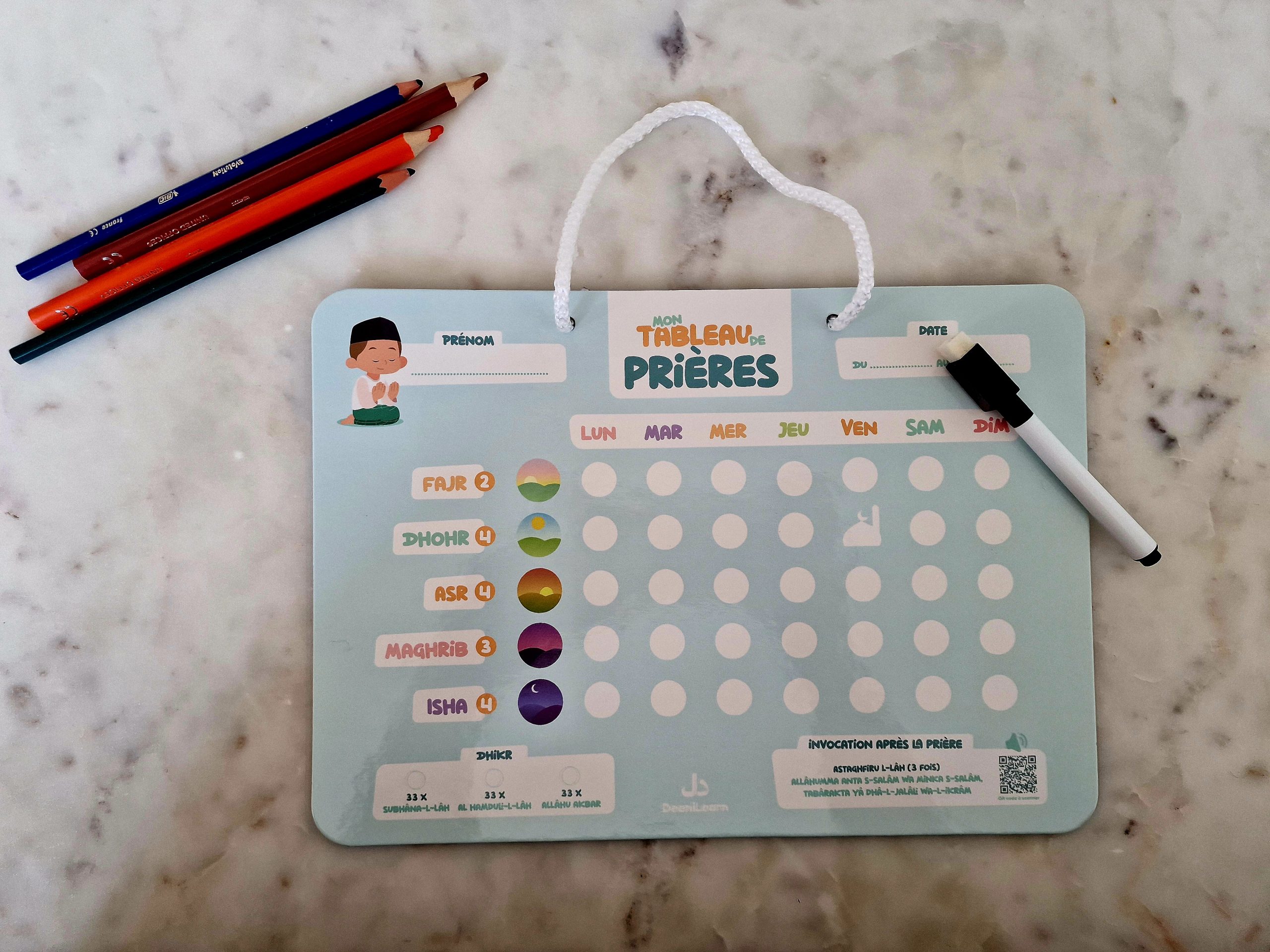 Tableau de prière Bleu