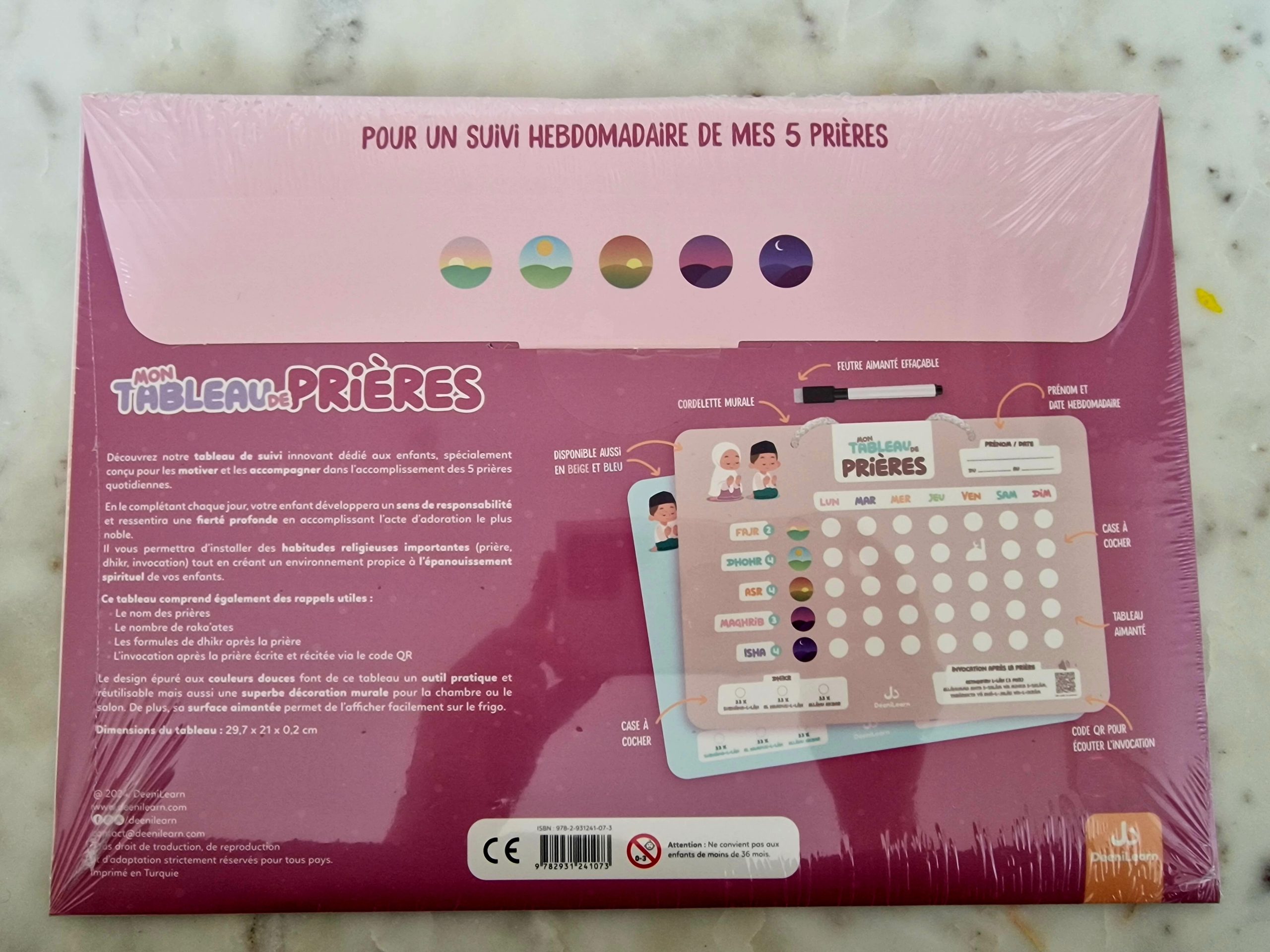 Tableau de prière rose